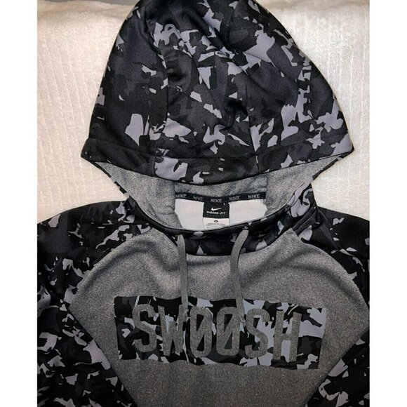 Nike Therma Fit Hoodie XL Black/Gray w/Swoosh across front - Picture 5 of 8